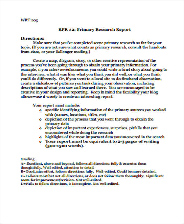 research findings report template