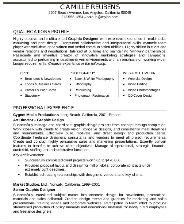 Graphic Designer Resume Template - 21+ Word, PDF Format Download