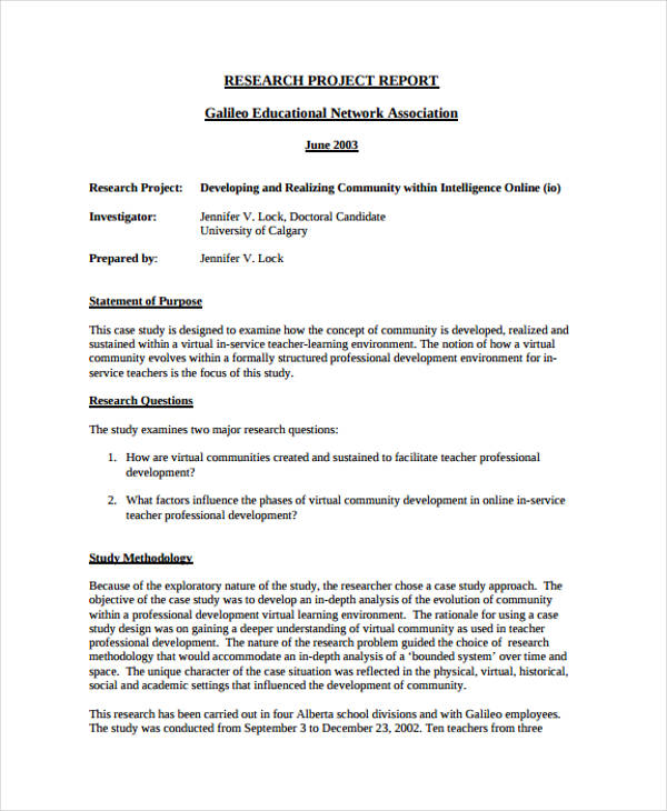 short research report format