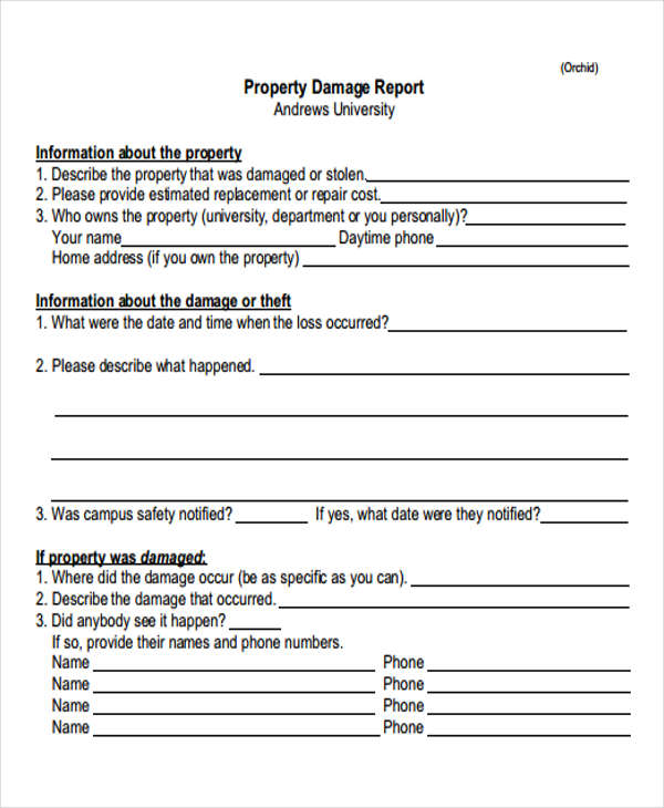 Damage Report Template 16+ Free Word, PDF Format Download