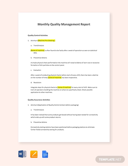 13 Sample Quality Report Templates In Word Pdf Apple Pages Free And Premium Templates 1088