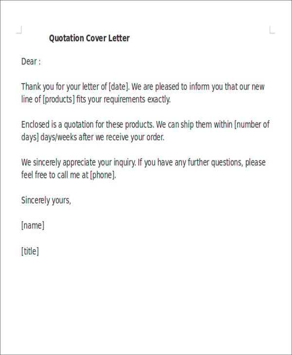 quotation cover letter