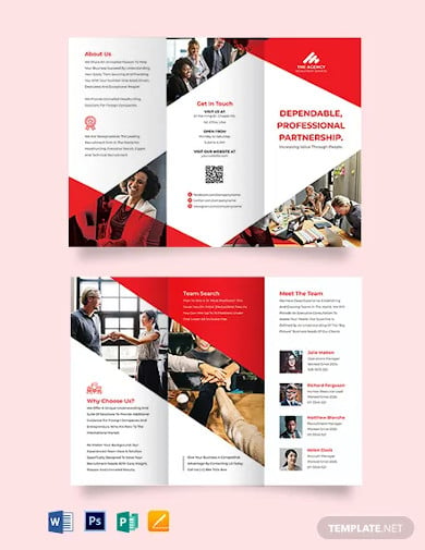 recruitment company tri fold brochure template