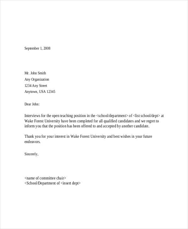 8+ Email Rejection Letters Free Sample, Example Format Download