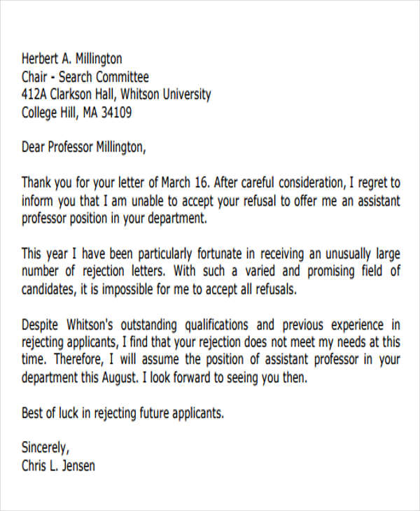 8+ College Rejection Letters - Free Sample, Example Format Download