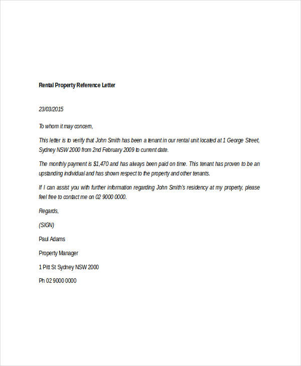 Job letter for rent application