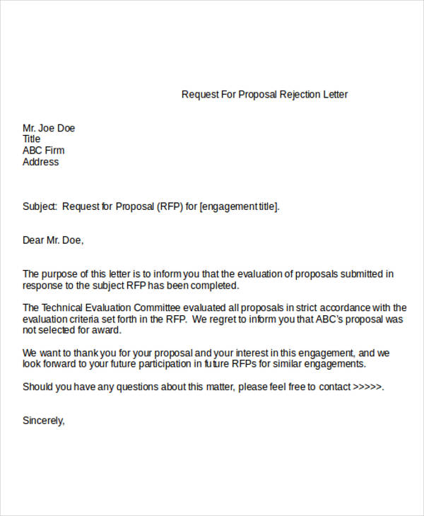 8 Proposal Rejection Letter Templates 7 Free Word Pdf Format Download Free Premium Templates