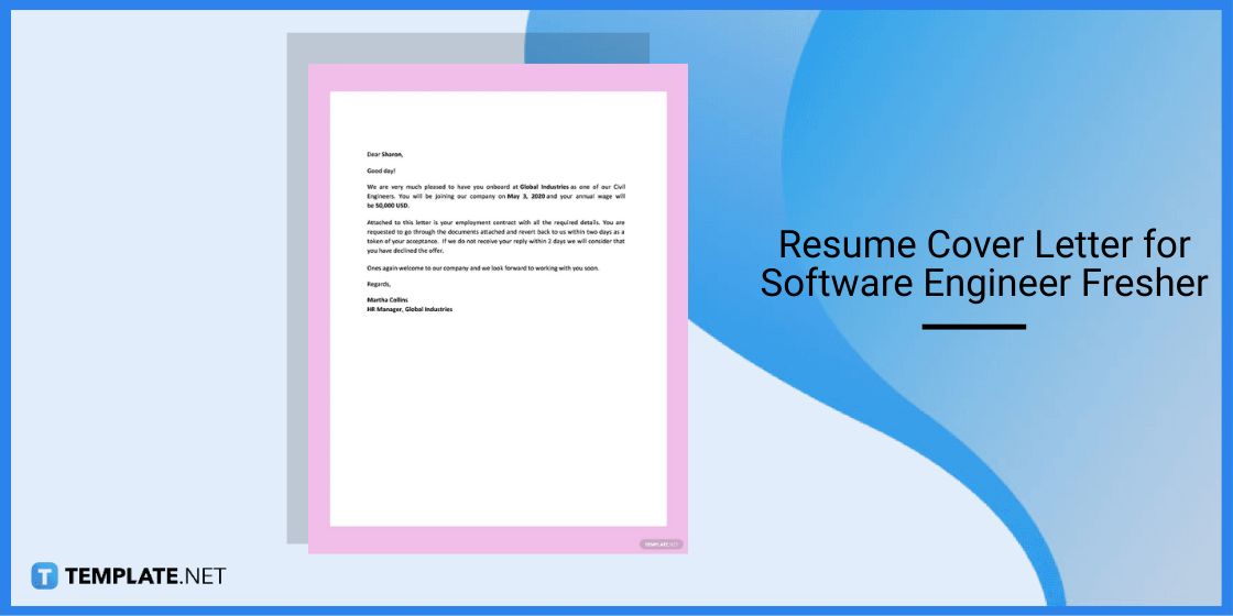 resume cover letter for software engineer fresher