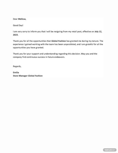 10+ Retail Resignation Letter Template - Free Word, PDF Format Download