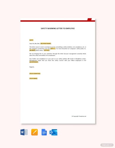 safety warning letter to employee template