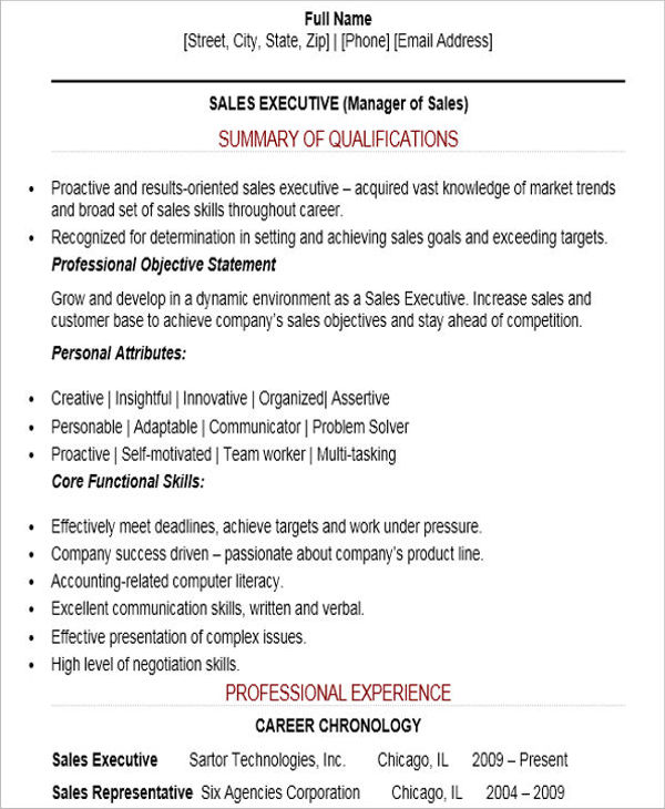 10 Sample Sales Job Resume Templates Pdf Doc Free