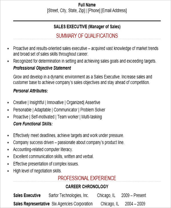 10+ Sample Sales Job Resume Templates PDF, DOC