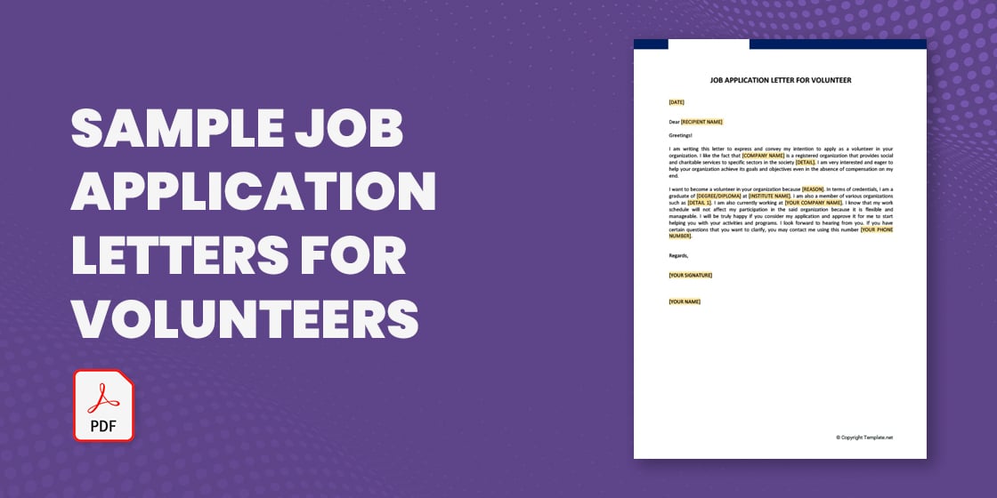 sample job application letters for volunteers