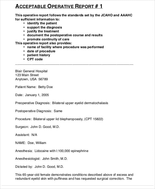 Operative Report Template 9+ Free Word, PDF Format Download