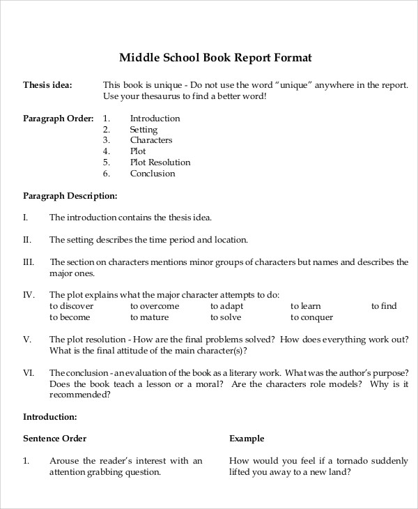 book report sample college