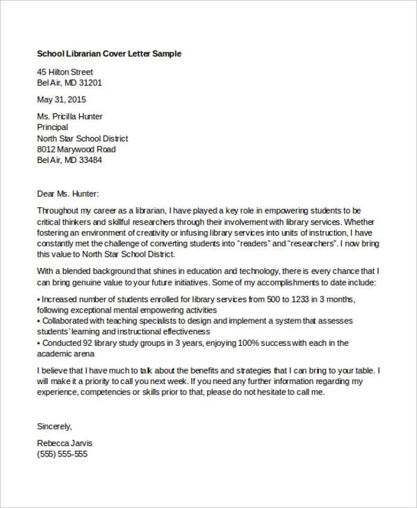 9+ Librarian Cover Letters - Free Sample, Example Format Download