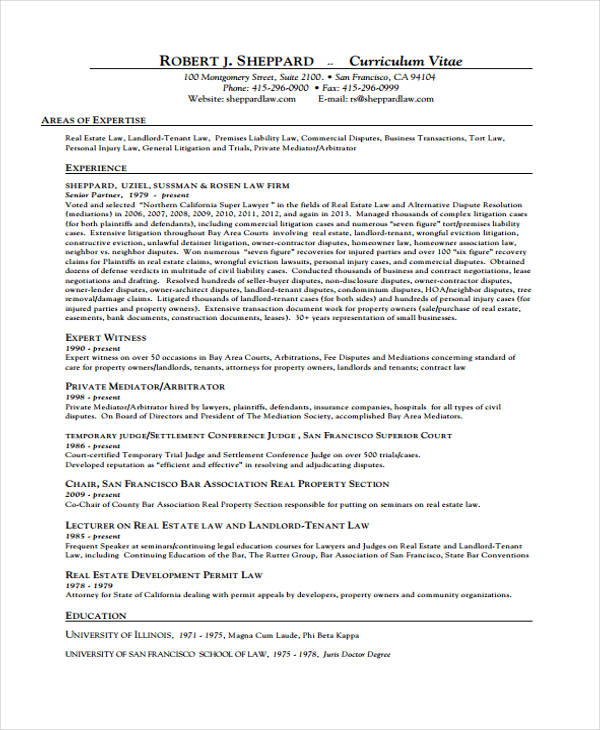 18+ Sample Law CV Templates - PDF, DOC