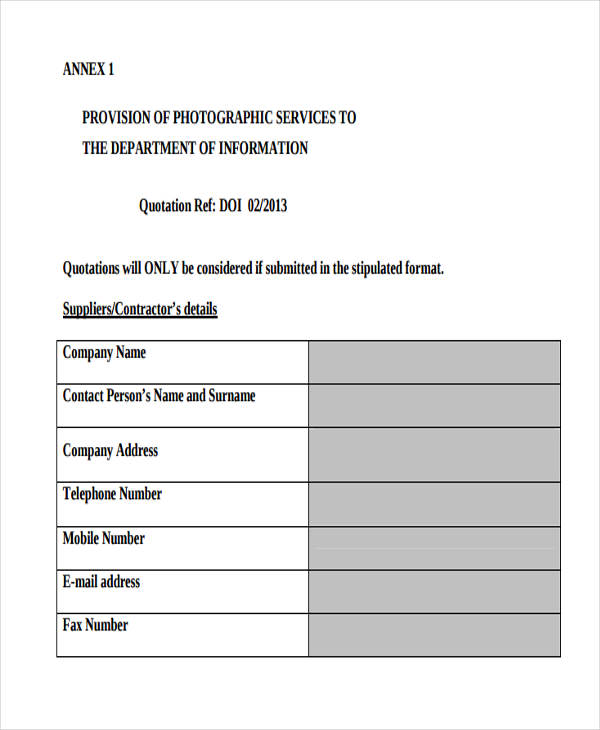 13+ Service Quotation Templates - Word, PDF, AI, PSD, Google Docs ...