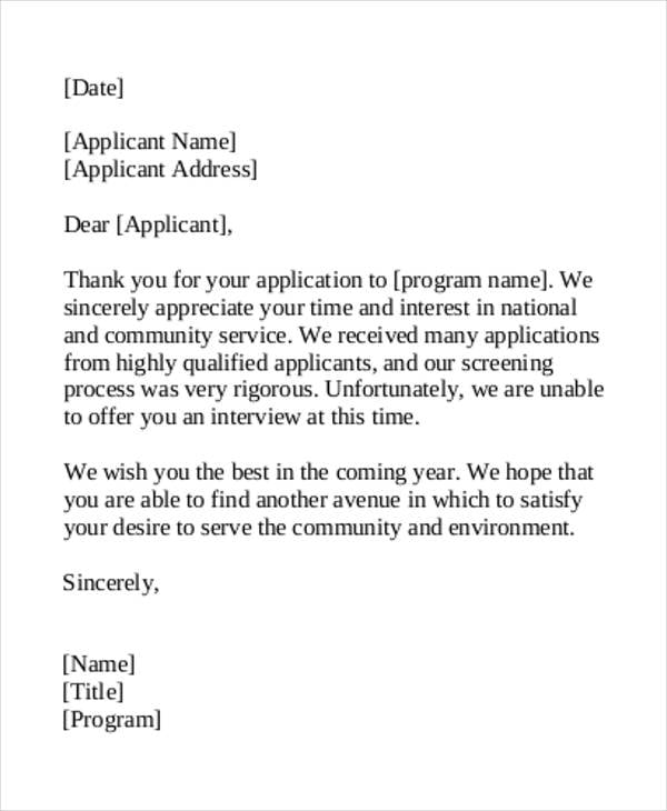 simple offer rejection letter in pdf