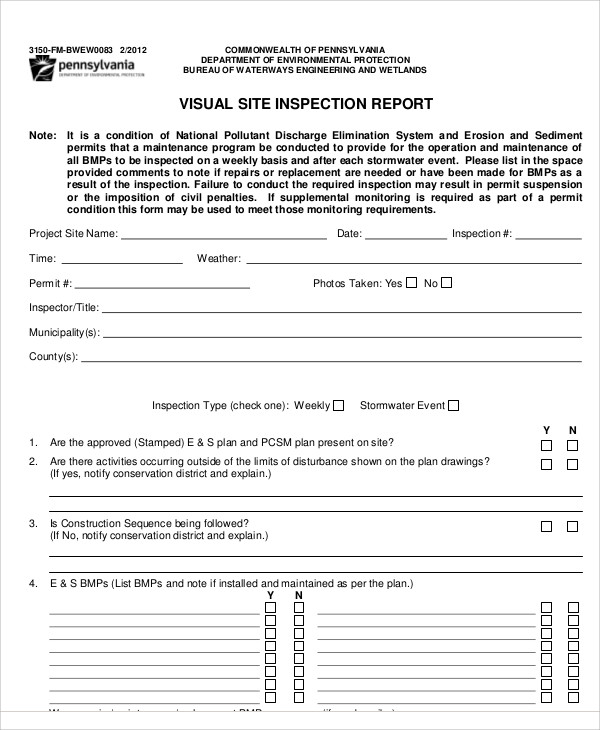 23 Sample Inspection Report Templates Docs Word Pages