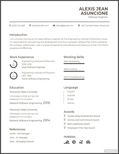 software quality engineer cv template example