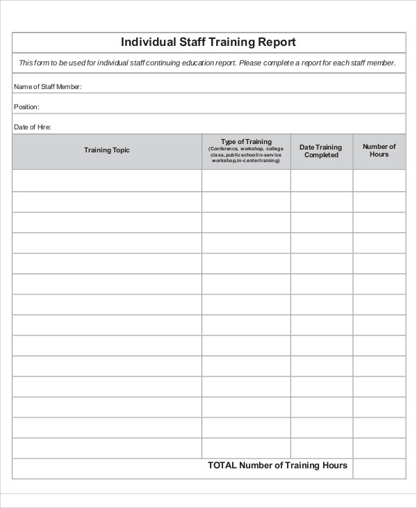 Employee Training Report Template Free Printable Templates