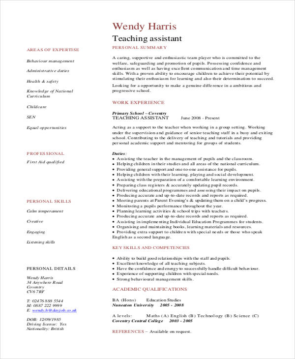 10+ Teaching Resume Templates - PDF, DOC