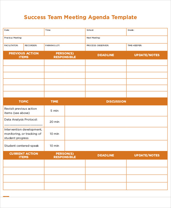 Meeting Agenda Action Items Template