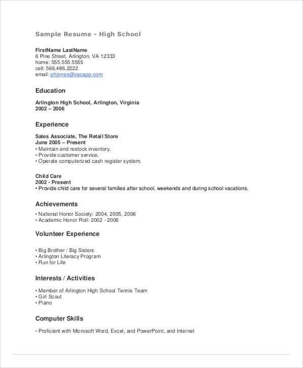 17+ Teenage Resume Templates - PDF, DOC