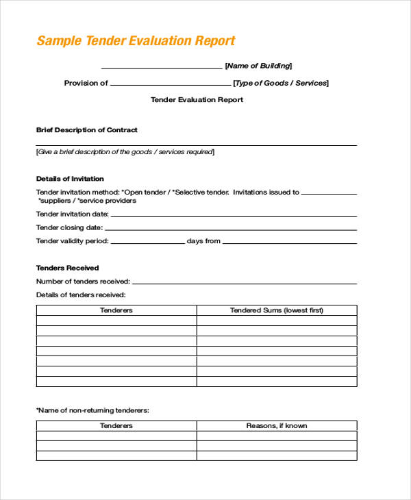 Tender Recap Report Example 36+ Report Formats - Word, PDF