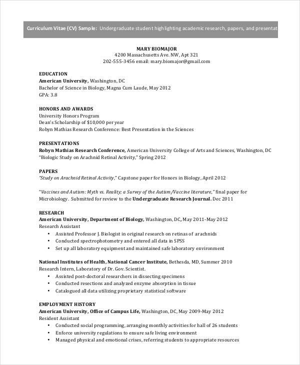 28+ Academic Curriculum Vitae Templates - PDF, DOC