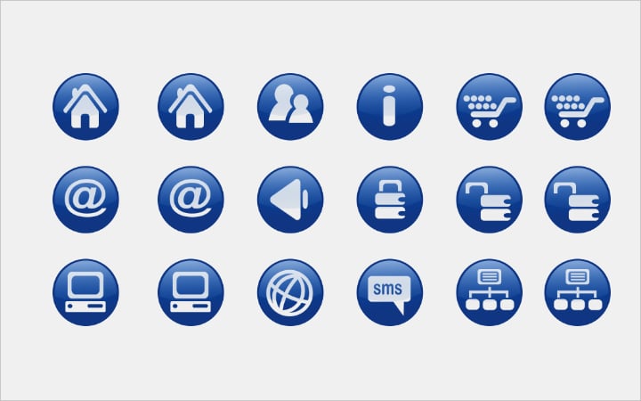 web icons in blue colour