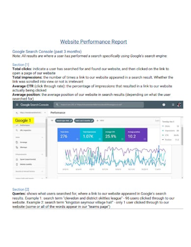 website kpi performance report