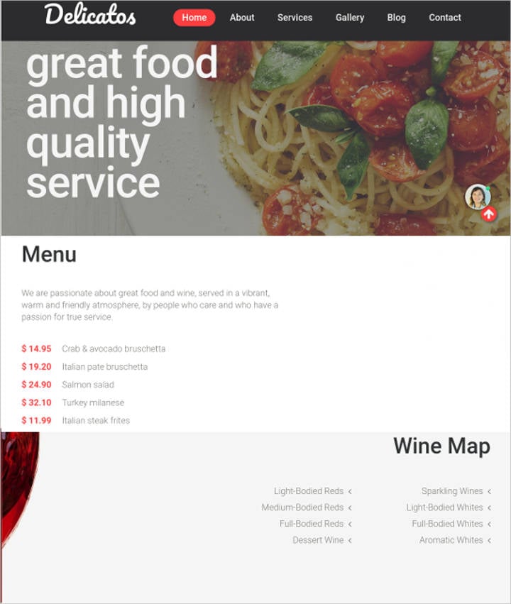 website template for online food ordering