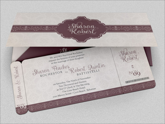 wedding boarding pass invitation template