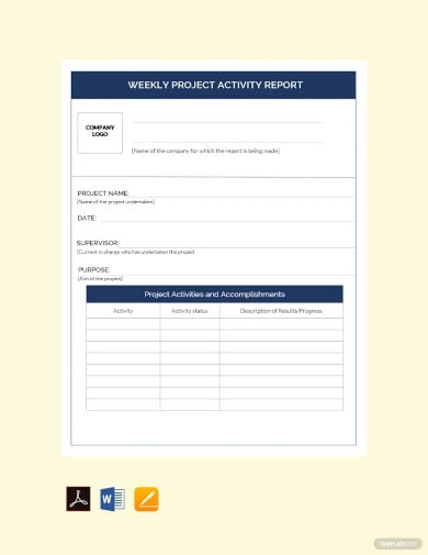 weekly project activity report template