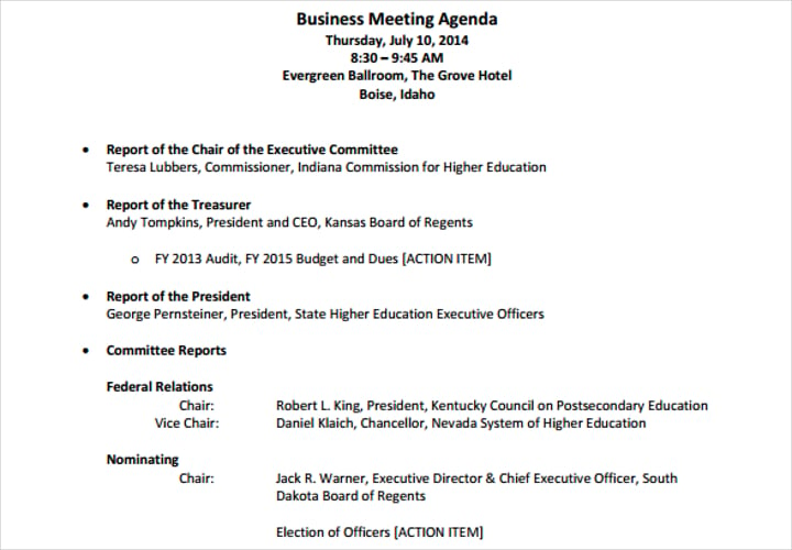 014 sheeo business meeting agenda