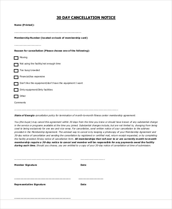 Cancellation Notice Templates 10 Free Word Pdf Format Download