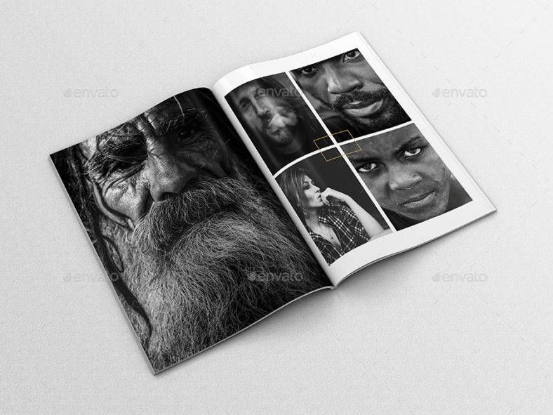 Black and White Portfolio Template Magazine