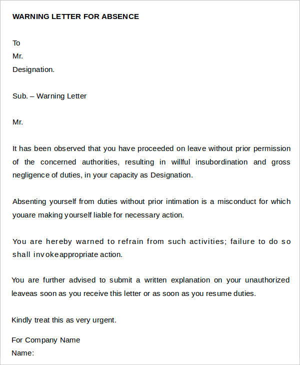 26 Warning Letter Example Template