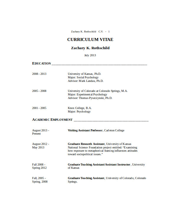 19+ Academic Curriculum Vitae Templates - PDF, DOC