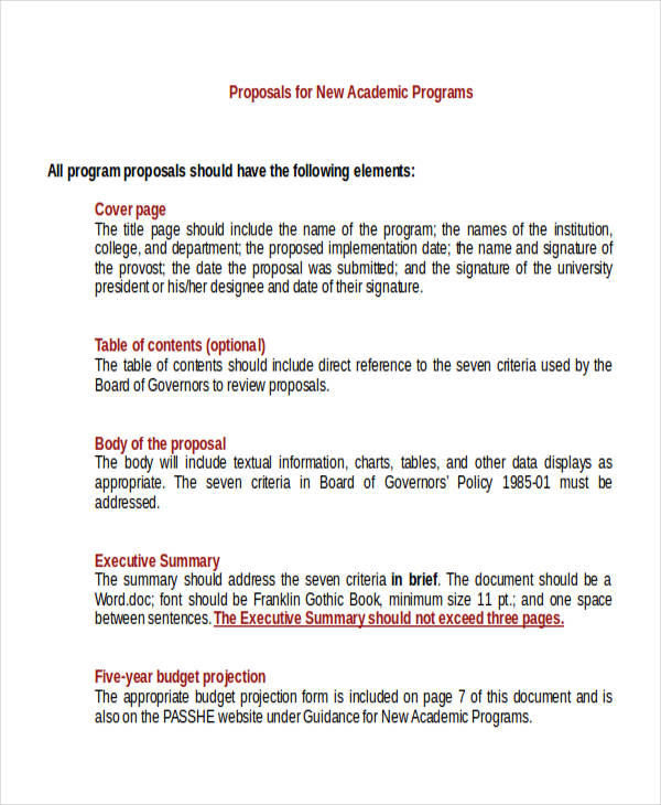 academic research proposal format pdf