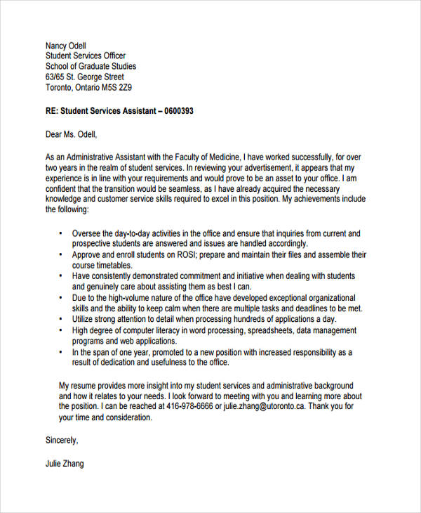 administrative support cover letter examples