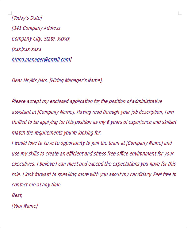 Short Application Cover Letter Samples from images.template.net