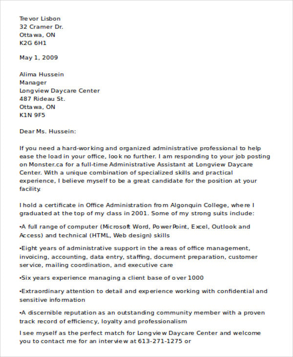 Clerical Cover Letter 10+ Free Word, PDF Format Download Free