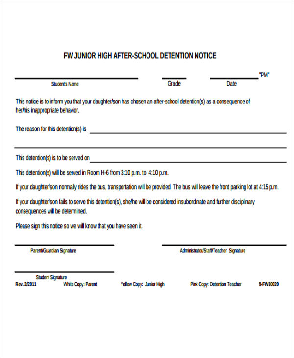 detention assignment pdf