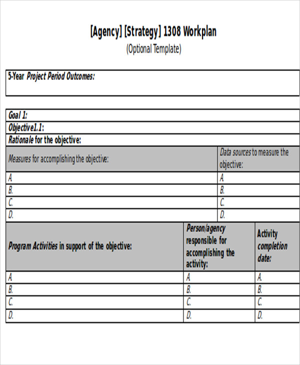 agency work plan