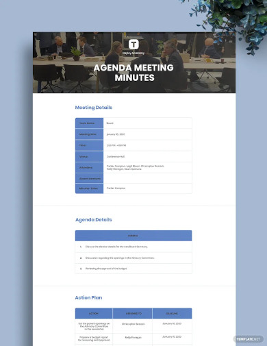 agenda meeting minute template