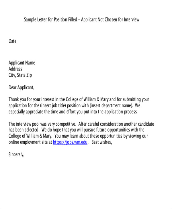 Applicant Rejection Letters - 13+ Free Word, PDF Format Download