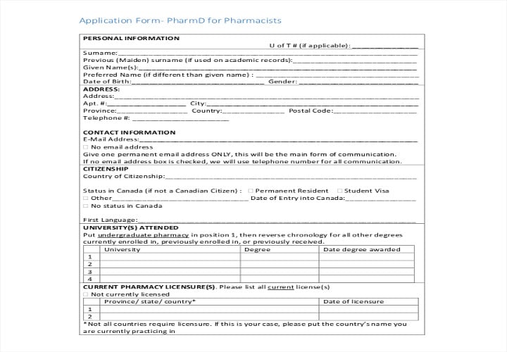 application-form-for-pharmd-for-pharmacists